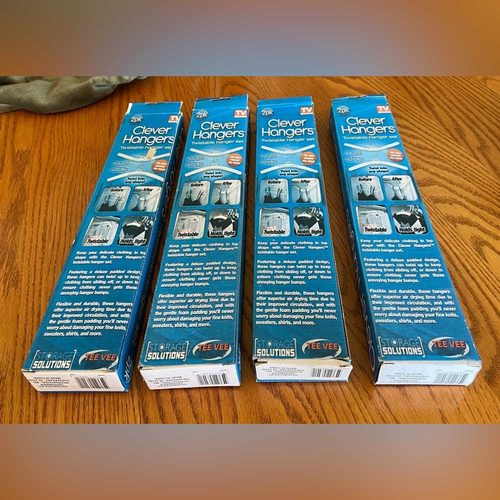 NIB Four 2-packs of Clever Hangers Twistable Hanger Sets